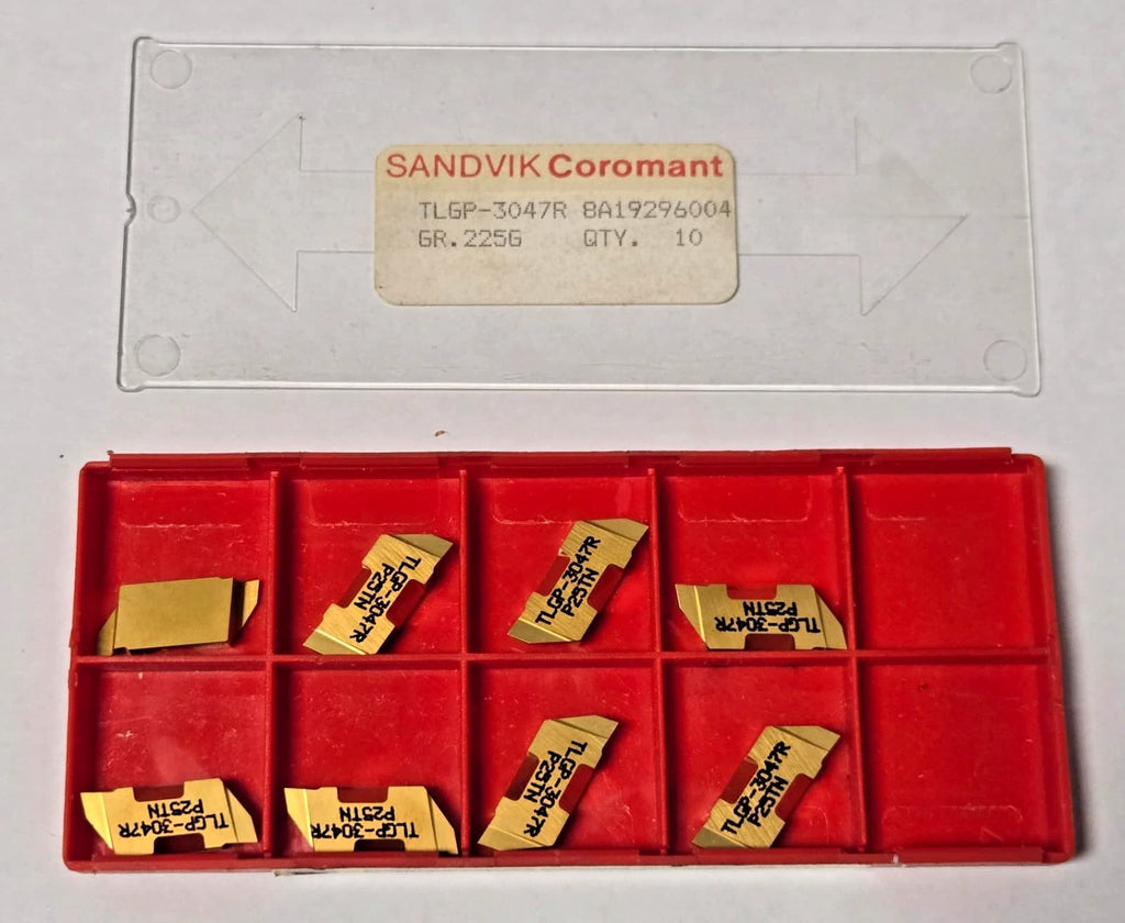 SANDVIK Coromant TLGP 3047R 225G P25TN Carbide Inserts Grooving Lathe 8 Pcs New