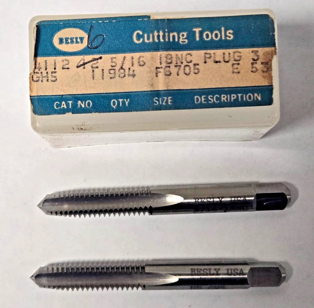 Lot of 2 Besly Tap 5/16 - 18 NC GH5 Plug 3 FL Brand New USA Made