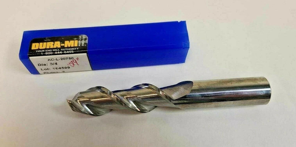 3/4” Solid Carbide End Mill DURA Mill AC-L-20750 2 Flutes New .079"