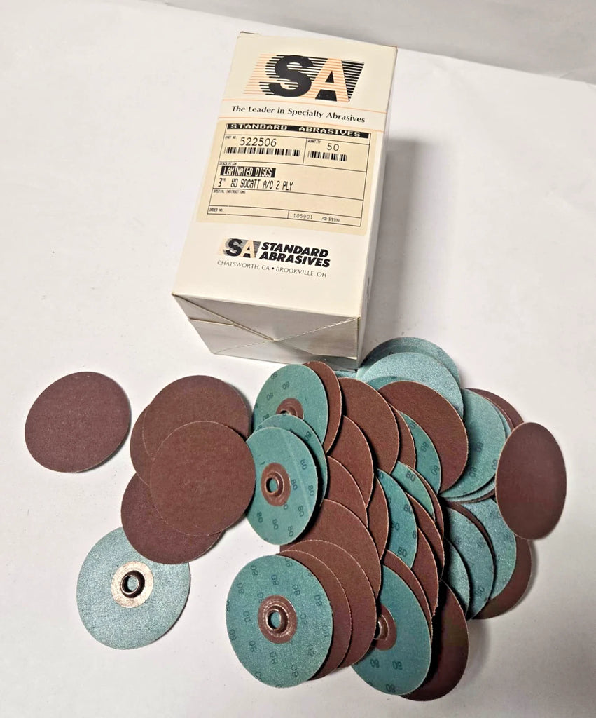 50 Pcs Standard Abrasives 3" Laminated Disc Scotch Hole 522506 2 PLY New USA