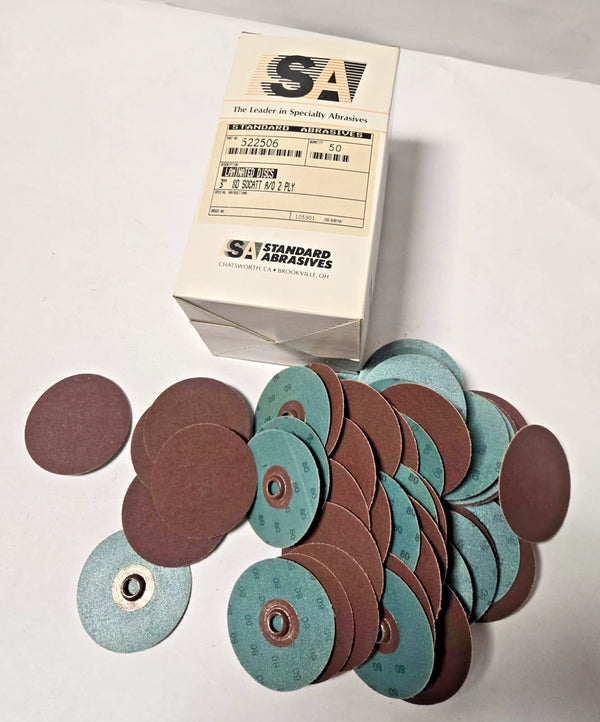 50 Pcs Standard Abrasives 3" Laminated Disc Scotch Hole 522506 2 PLY New USA