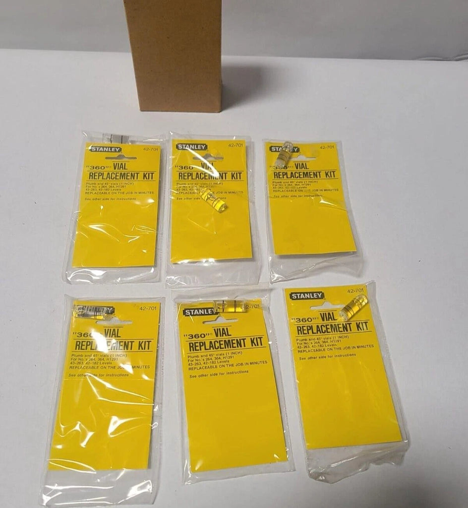 Lot of 6 Stanley Level Vial Replacement Kit NOS 42-701 1”
