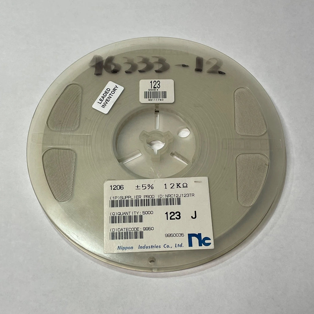 Reel of 5000 Nippon Industries NRC12J123TR Resistor 1206 5% 12KOhm SMD 46333-12