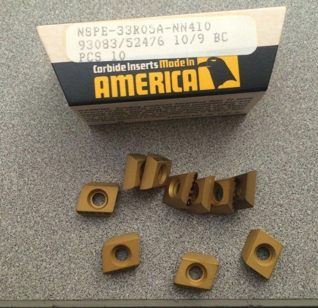 NEWCOMER NSPE 33R05A NN410 93083 10/9 BC Lathe Carbide Inserts 10 Pcs New Gold