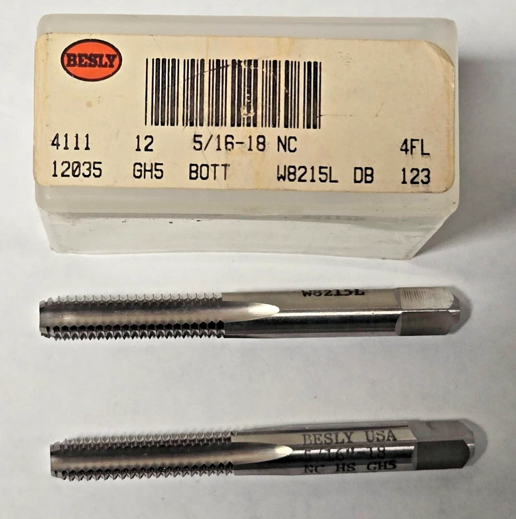 Lot of 2 Besly Tap 5/16 - 18 NC GH5 Bott 4 FL Brand New USA Made