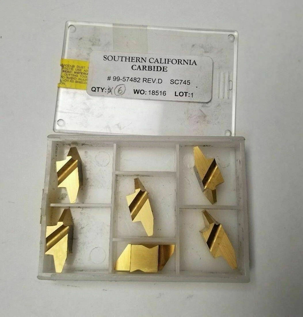 Southern California 99-57482 WO:18516 Lathe 5 Carbide Inserts Grooving SC745 New