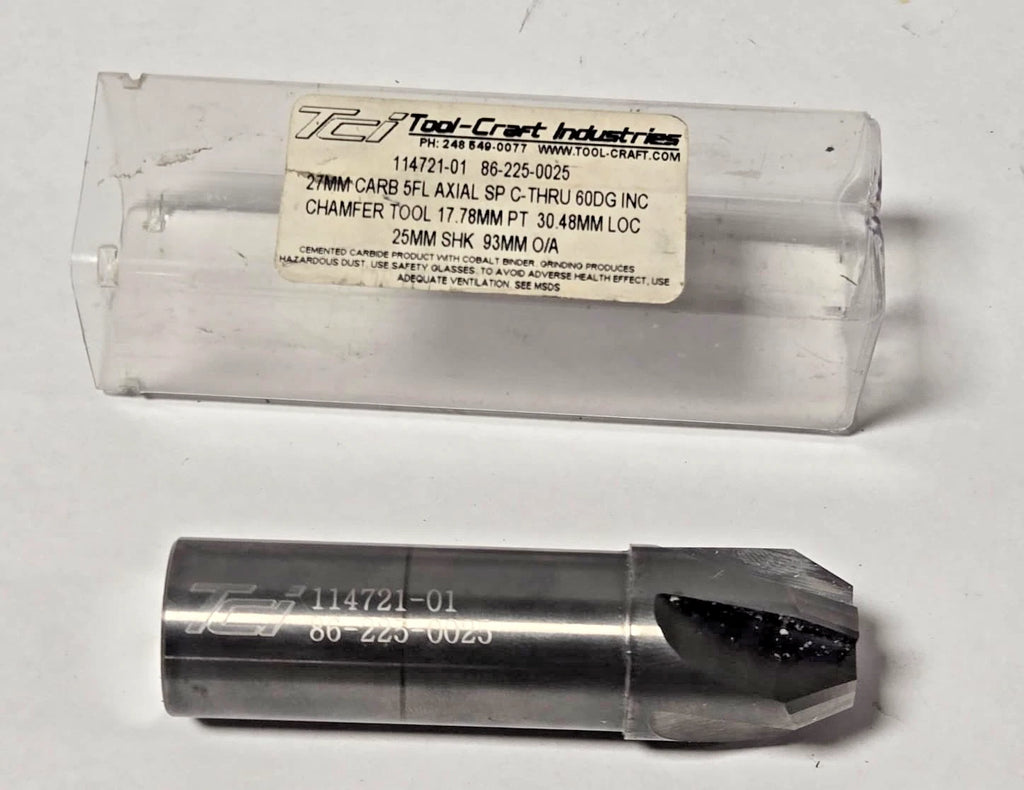 TCI Tool Craft Solid Carbide End Mill 5 Flute Ball 27 mm Axial Coolant Thru