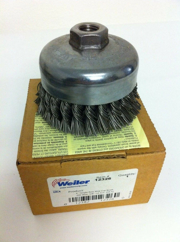 Weiler 4" Single Row Wire Cup Brush .035 Wire 5/8" 11 A.H. SR-4 USA New