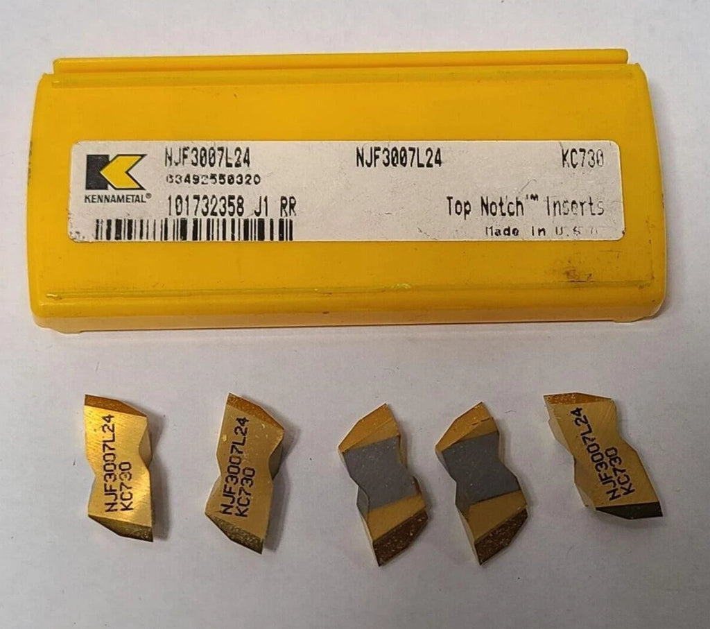 5 Pcs Kennametal NJF 3007L24 Grooving Carbide Inserts Lathe Top Notch USA New