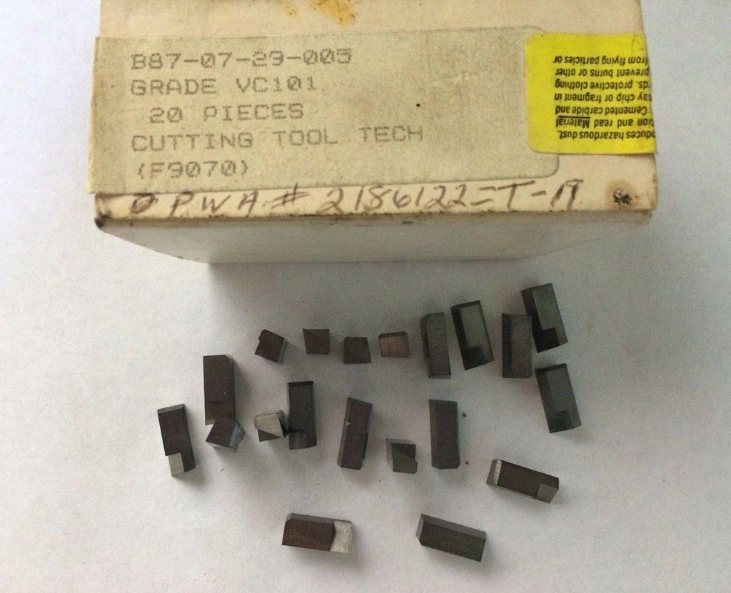 20 Pcs Cutting Tool Tech 2186122 T 19 VC101 Lathe Mill Grooving Carbide Inserts
