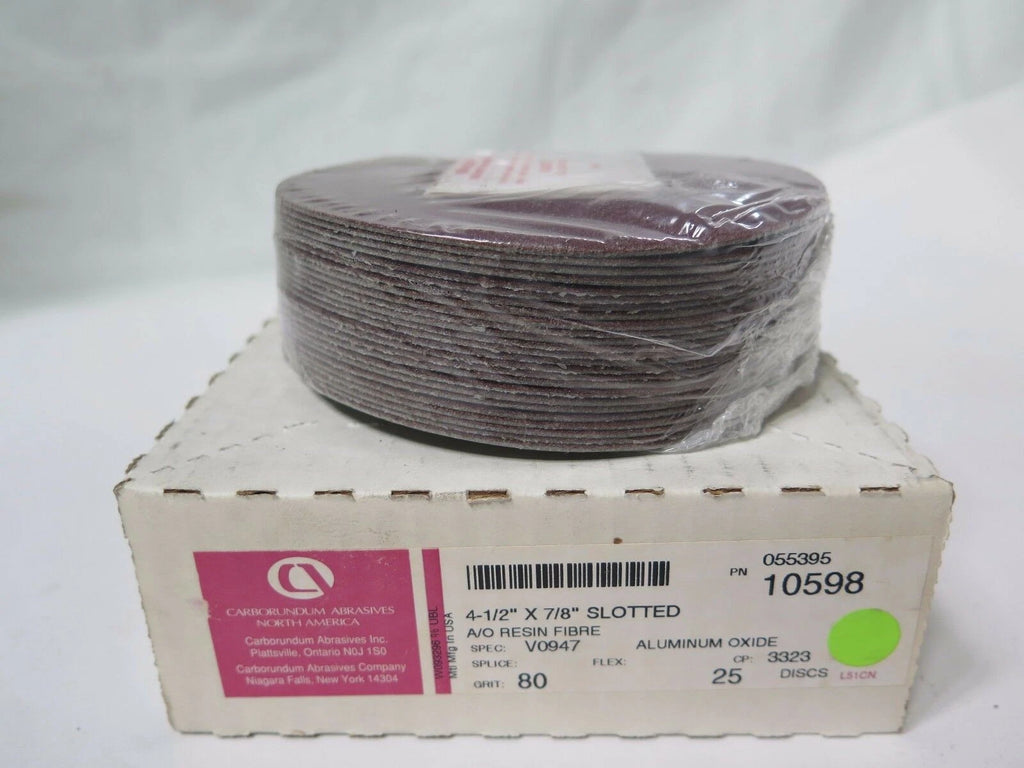 Carborundum Abrasives 25 4 1/2 x 7/8" A/O Resin Fiber Slotted Disc 10598 Grit 80