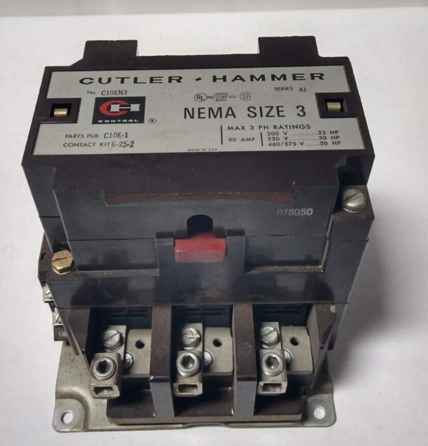 C10EN3 Cutler Hammer NEMA Size 3 Contactor 90 Amp 240V Coil