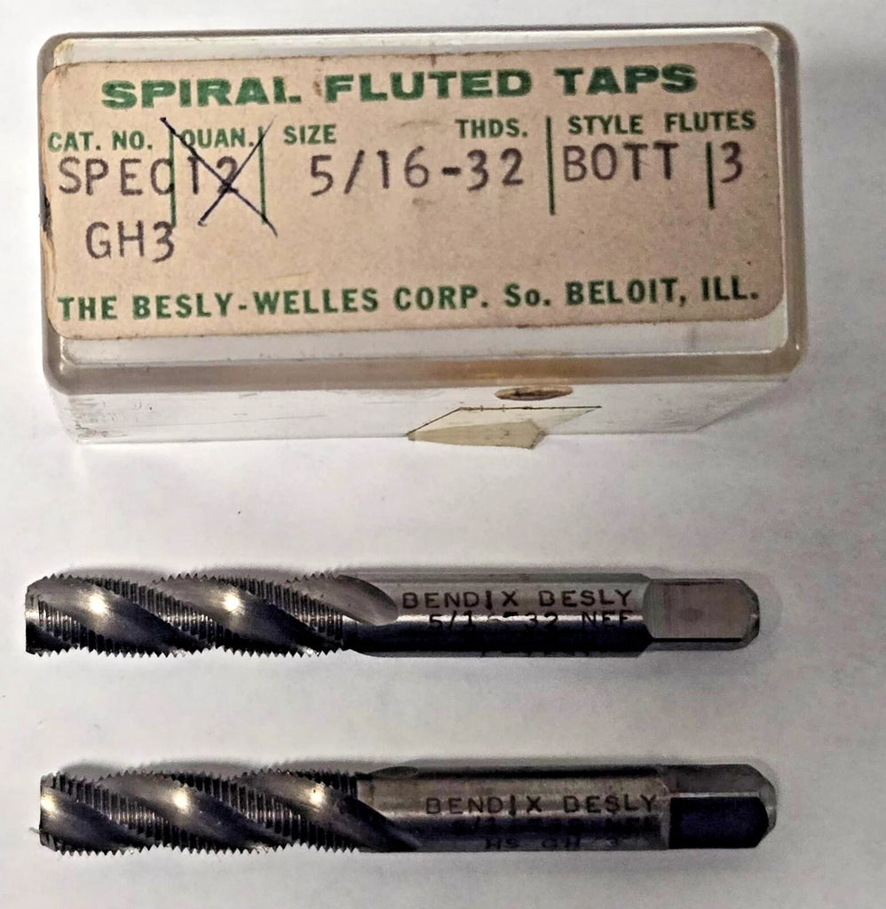 Lot of 2 Besly Tap 5/16 - 32 GH3 Bott 3 FL Brand New USA Made Spiral Fluted