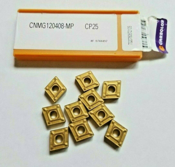 10 Pcs CARBOLOY CNMG 120408-MP CP25 Carbide Inserts Lathe Tools New Gold