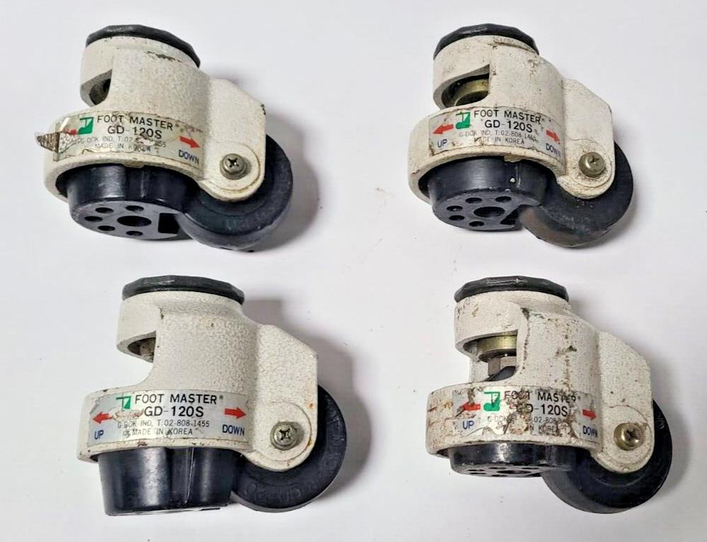 Lot of 4 FOOT MASTER GD-120S Nylon Wheel and Aluminum Pad Leveling Caster