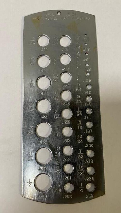 New Fractional Drill Bit Hole Gauge Gage 1/16