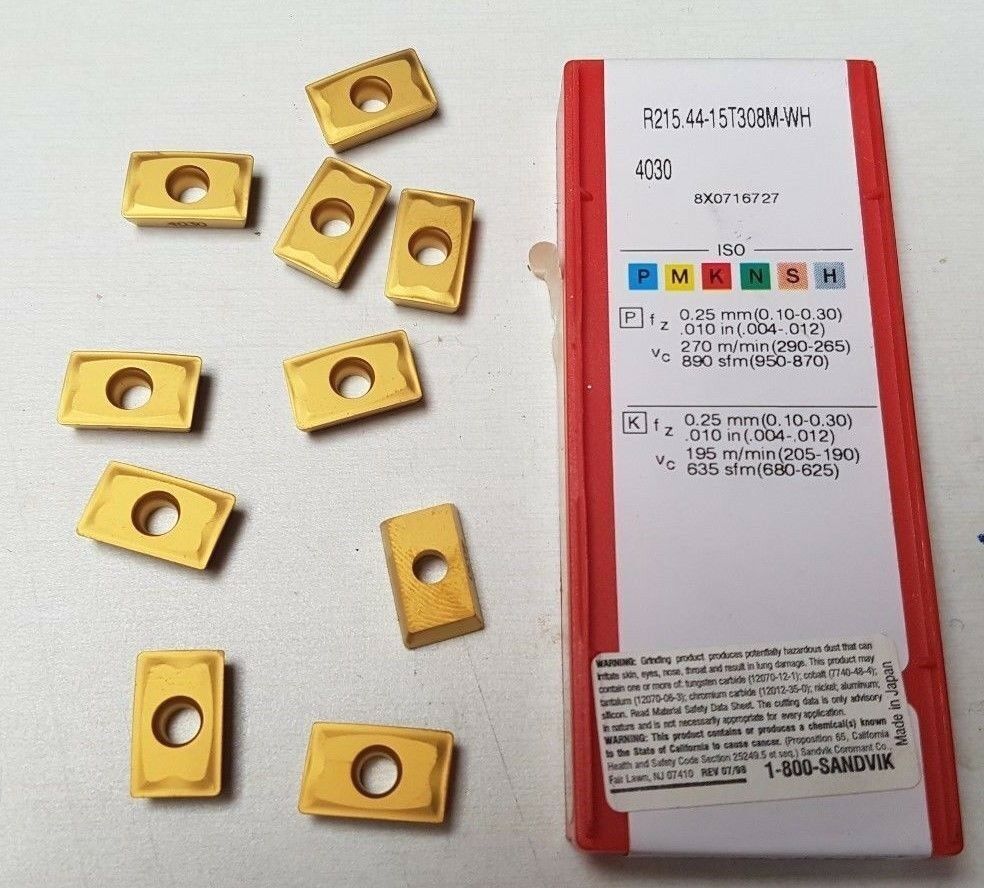 SANDVIK Coromant R215.44 15T308M-WH 4030 Lathe Mill Carbide Inserts 10 Pcs Gold