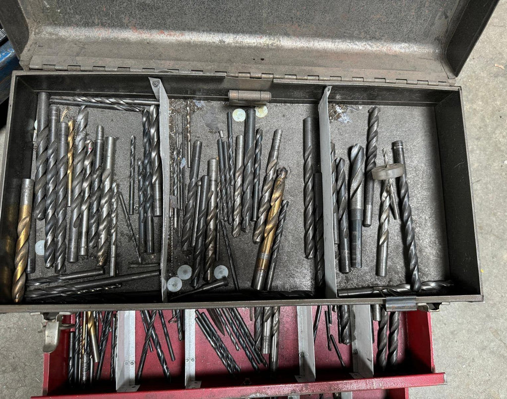Large Lot of Drill Bits in a Tool Box Chest Work Shop Cabinet Storage Complete
