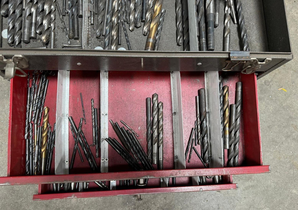 Large Lot of Drill Bits in a Tool Box Chest Work Shop Cabinet Storage Complete