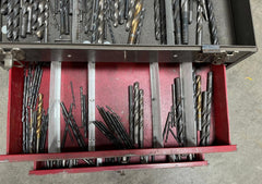 Large Lot of Drill Bits in a Tool Box Chest Work Shop Cabinet Storage Complete