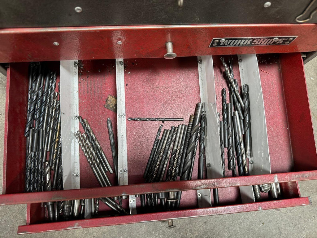 Large Lot of Drill Bits in a Tool Box Chest Work Shop Cabinet Storage Complete
