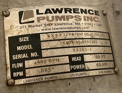 LAWRENCE Vertical Cantilever Submersible Slurry Pump 60HP 1400 GPM 8 x 6 x 22 Local Pickup