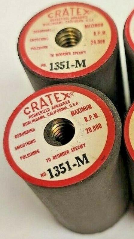 2 Cratex 7/8 x 1-1/2 1351-M Grinding Wheel Rubberized Abrasive Cylinders 20,000