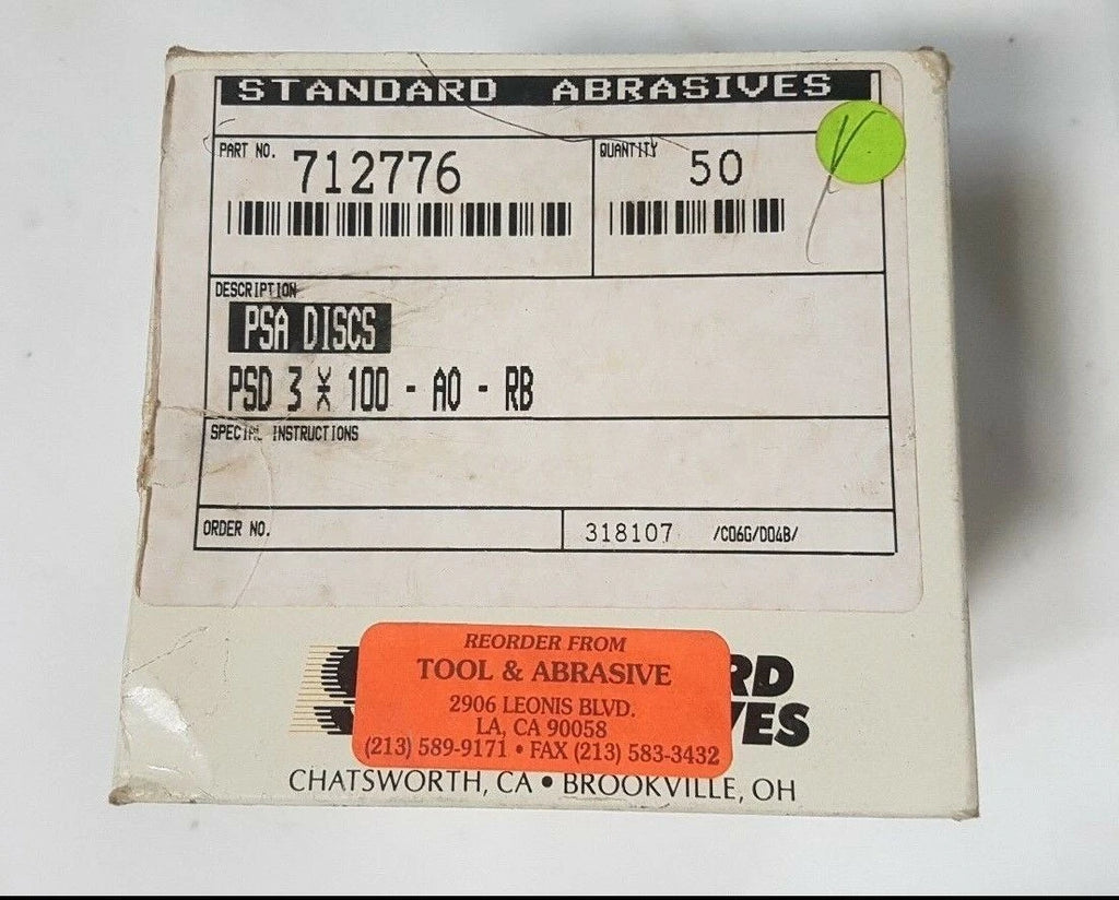 50 Pcs Standard Abrasives PSA Sanding Disc 712776 PSD 3 100 AO RB New USA
