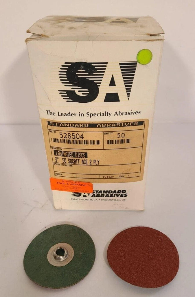 50 Pcs Standard Abrasives 3" Laminated Disc Scotch 528504 2 PLY New 50 SOCATT