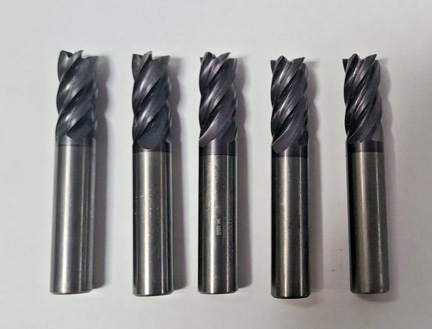 Lot of 5 SANDVIK Solid Carbide 1/2 End Mill 5 Flutes 12.7 mm Used .50 inch Used