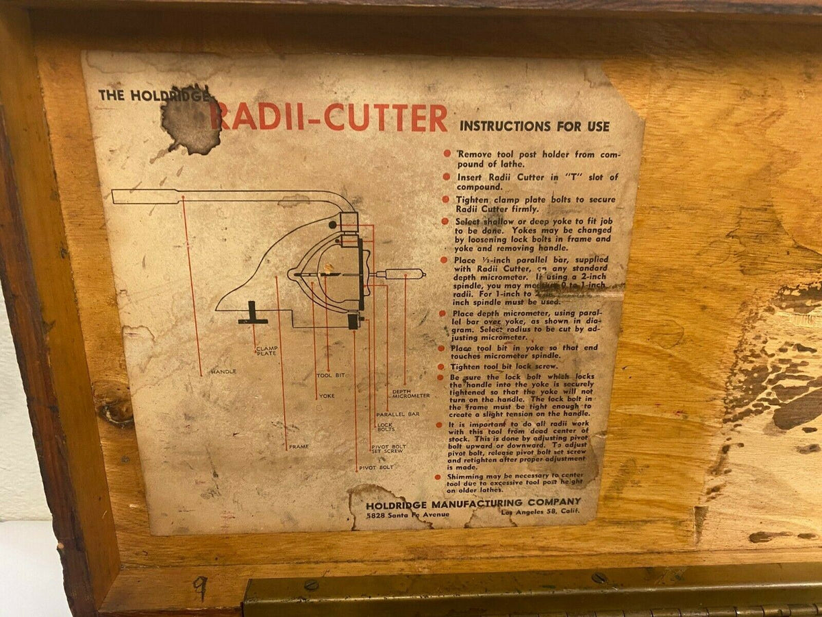 HOLDRIDGE RADII Radius Cutter Tool for Lathe