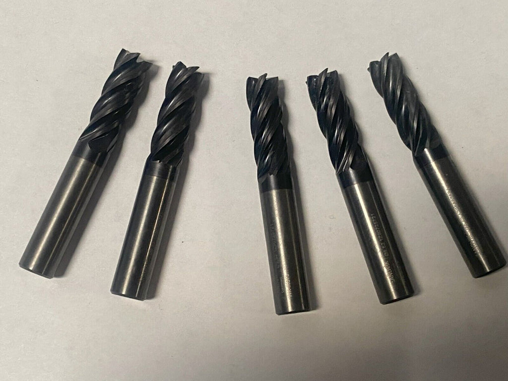 Lot of 5 SANDVIK Solid Carbide 3/8 End Mill 5 Flutes 9.52 mm Used Free Shipping