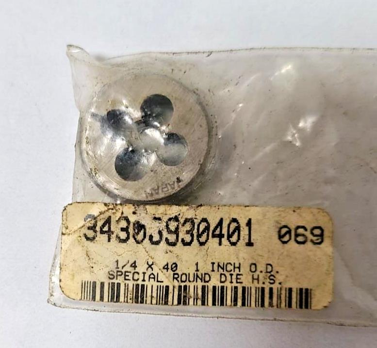 1/4 x 40 x 1" OD HSS Special Round Die Made in Japan