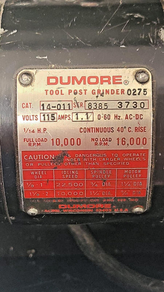 Dumore 14-011 Tool Post Grinder