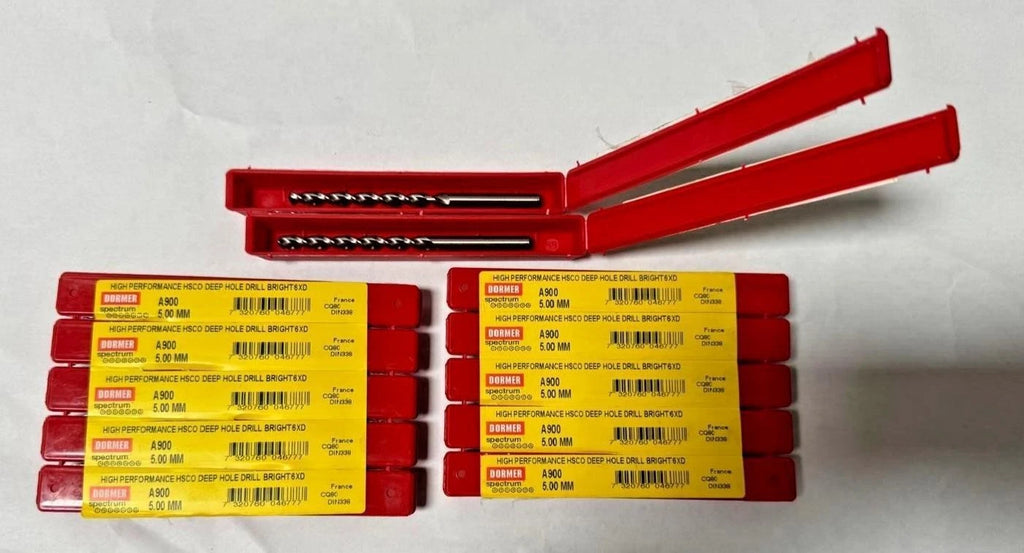 12 Dormer Jobber Drill 5 mm A900 Bright 6 x D HSCO Deep Hole High Performance