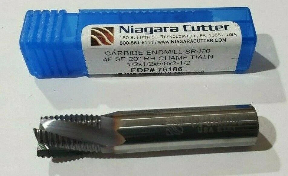 Niagara Cutter 1/2 x 1/2 x 5/8 x 2-1/2 End Mill 4F SE 20 RH Carbide SR420 76186