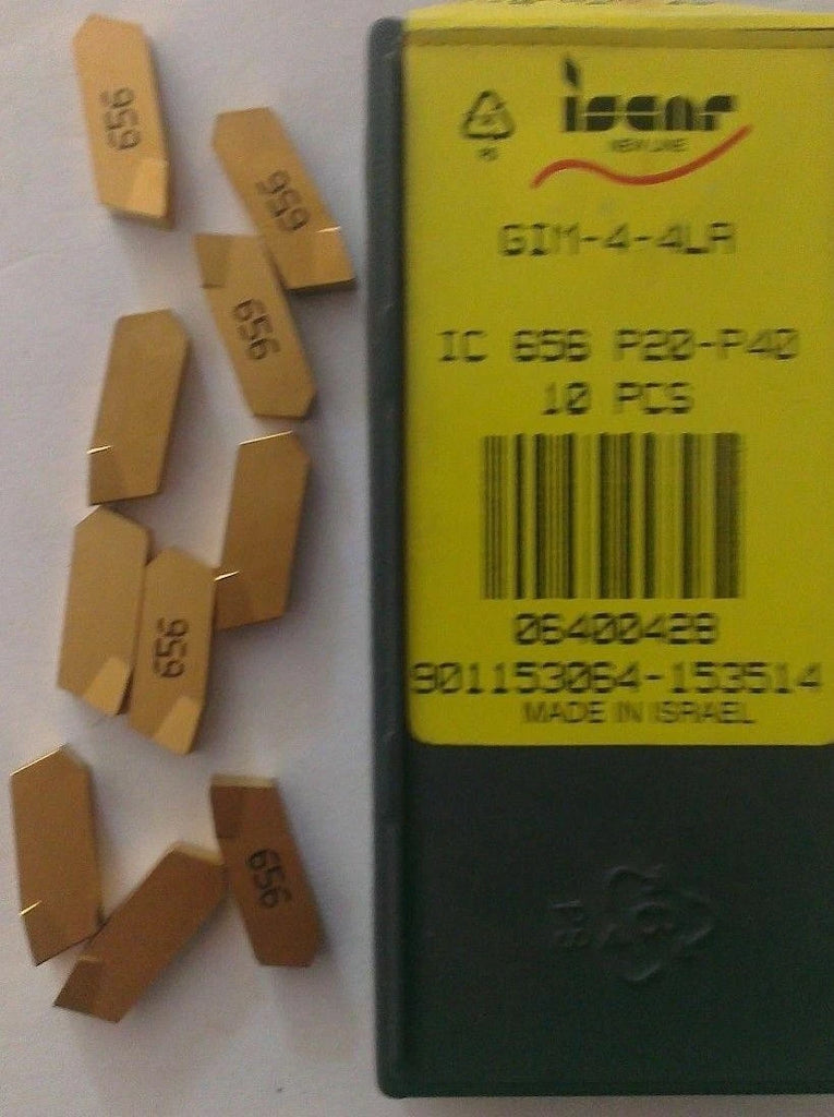 ISCAR GIM 4 4LA IC656 Carbide Inserts Grooving 10Pc Self Grip Cut Off Lathe Gold