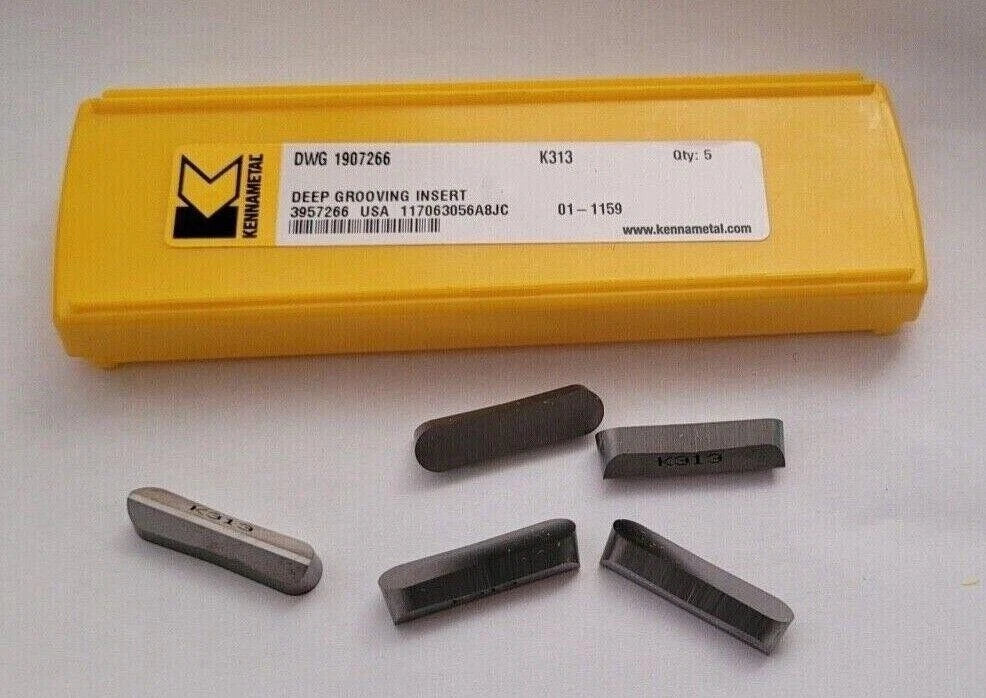 5 Pcs KENNAMETAL DWG 1907266 K313 Deep Grooving Carbide Inserts Grooving New
