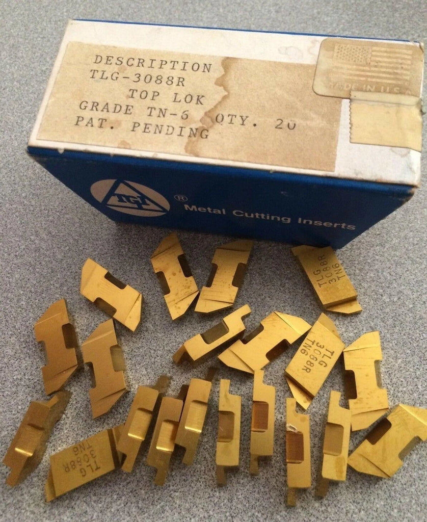 TGI USA Made TLG 3088R Top Lok TN-5 Lathe Grooving Carbide Inserts 20 Pcs Gold