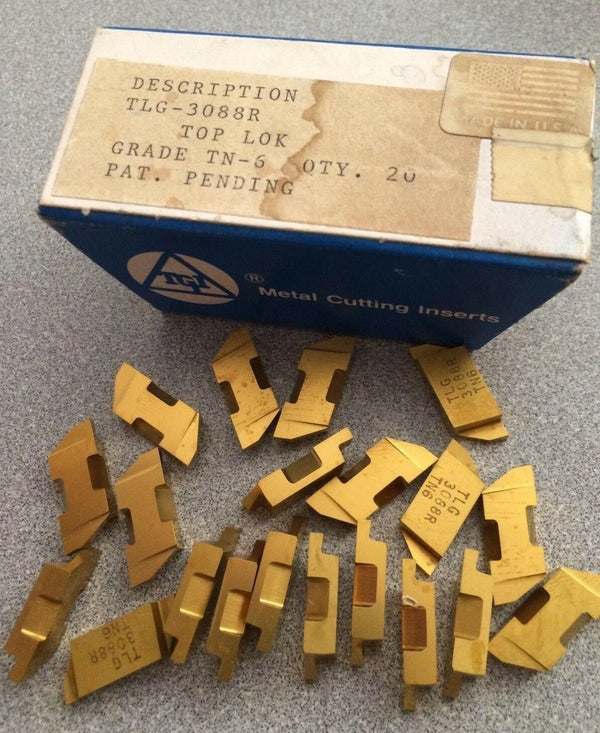 TGI USA Made TLG 3088R Top Lok TN-5 Lathe Grooving Carbide Inserts 20 Pcs Gold