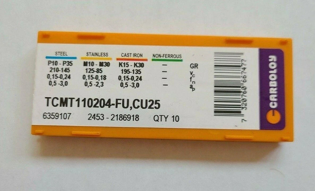 10 Pcs CARBOLOY TCMT 110204-FU CU25 Carbide Inserts Lathe Tools New
