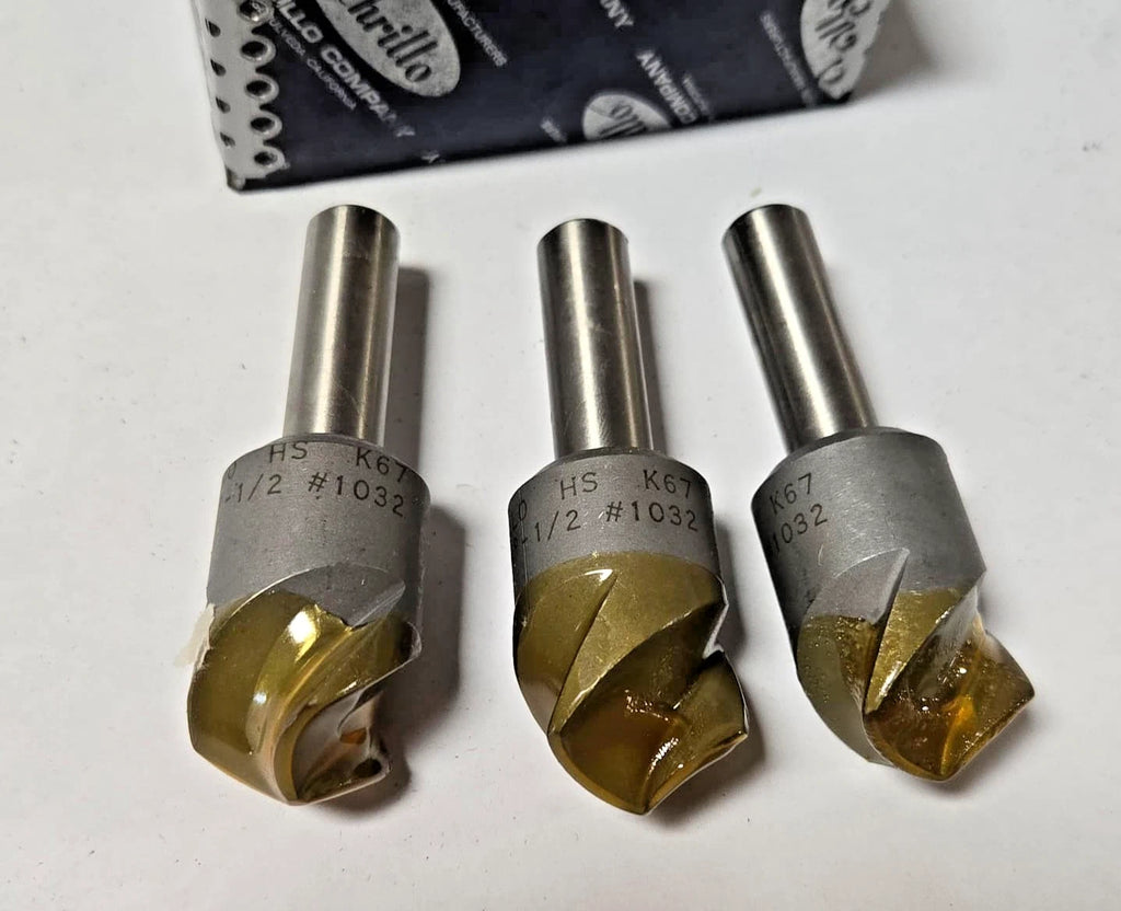 Schrillo 1" High Speed Steel Countersink 120 Degree 1/2 #1032 USA Lot of 3