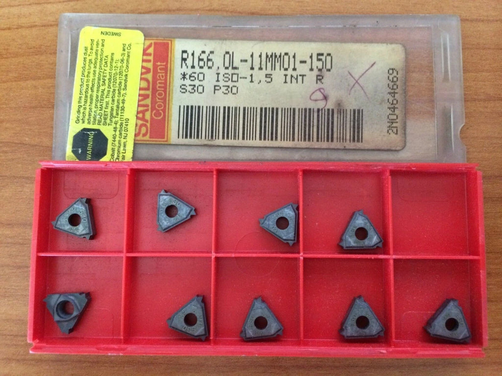 SANDVIK Coromant R166.OL 11MMO1 150 60 ISO S30 P30 Mill Lathe Carbide 9 Inserts
