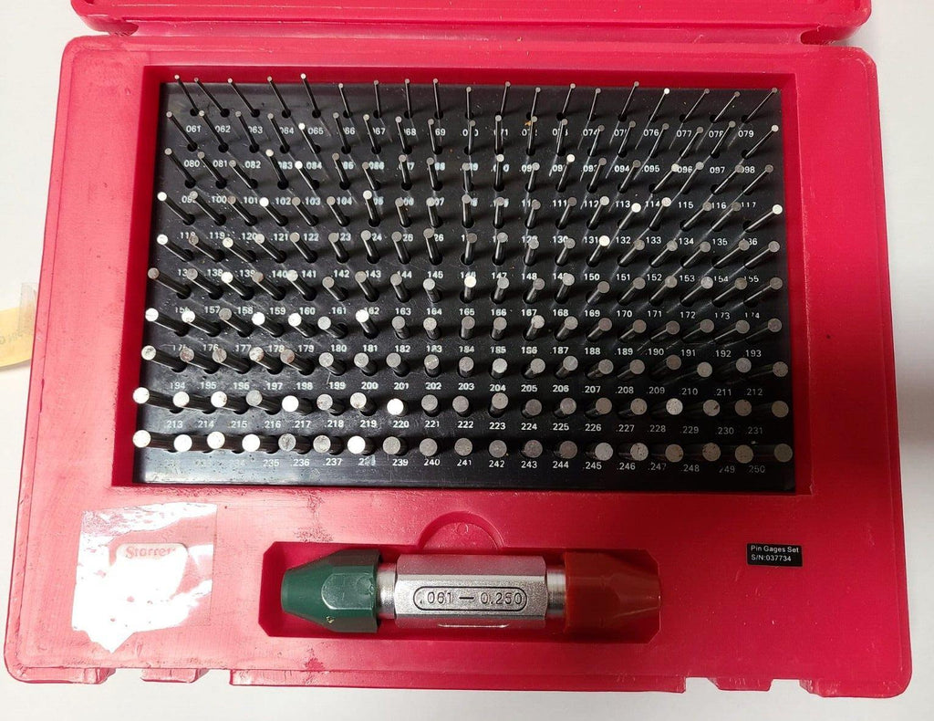 Starrett Precision Pin Gage Set 200 Pcs DP67483 0.061" to 0.250" Spi GO NOGO
