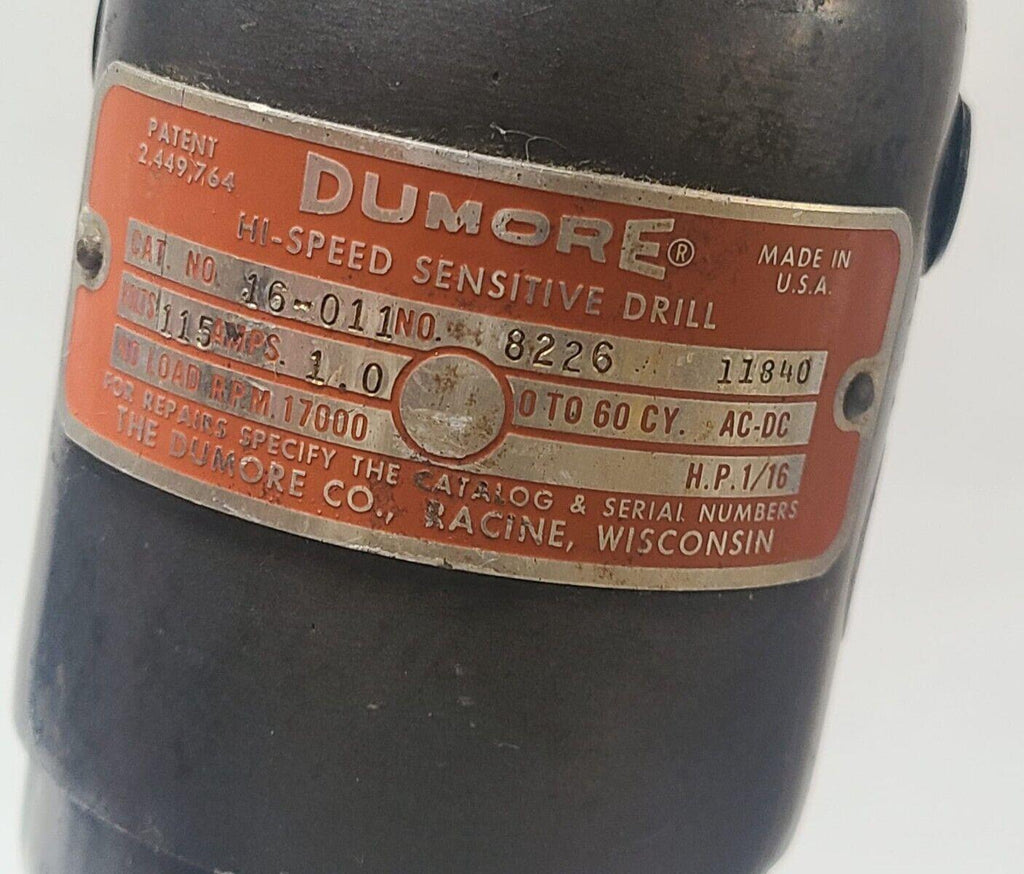 DUMORE 16-011 Sensitive Bench Style Hi Speed Drill Press Watchmaker Jewelers