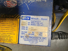 My-Te Model 800 Hoist Winch 1000Lb Single 2000LB Double Line Lift