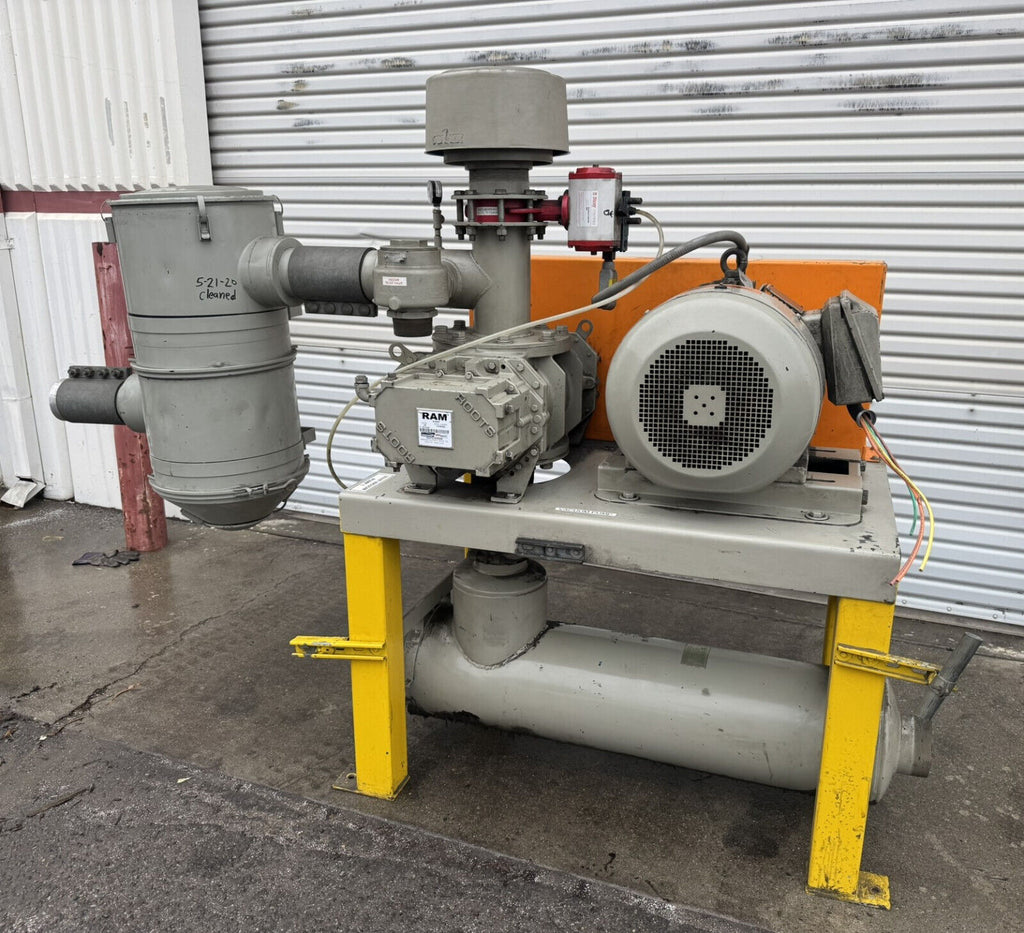 The RAM Roots Dresser Rotary Lobe Blower Model 418 System 40HP Motor Silencer Local Pickup