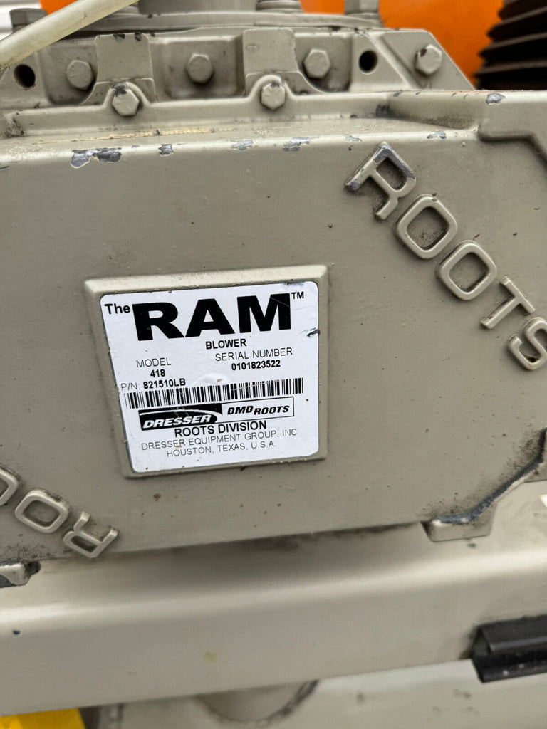 The RAM Roots Dresser Rotary Lobe Blower Model 418 System 40HP Motor Silencer Local Pickup