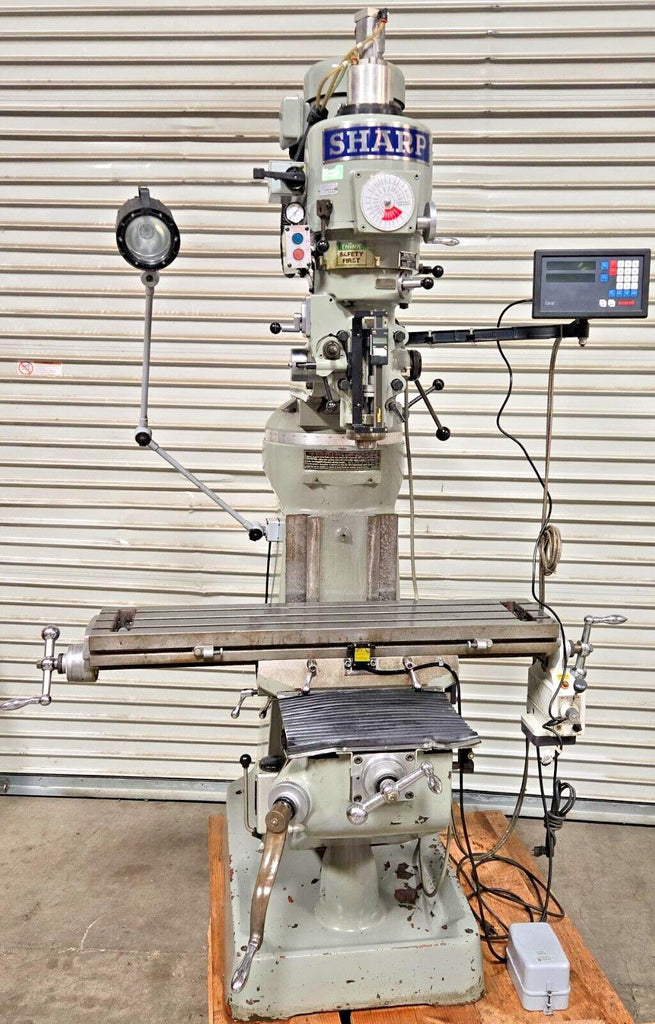 Sharp Bridgeport Vertical Mill Milling Machine 3 HP DRO 9x42 Chrome Ways Nice Local Pickup