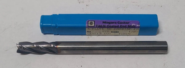 Niagara Cutter 55822 SE Carbide END MILL Center Cut 4 Flutes New 1/2" Shank